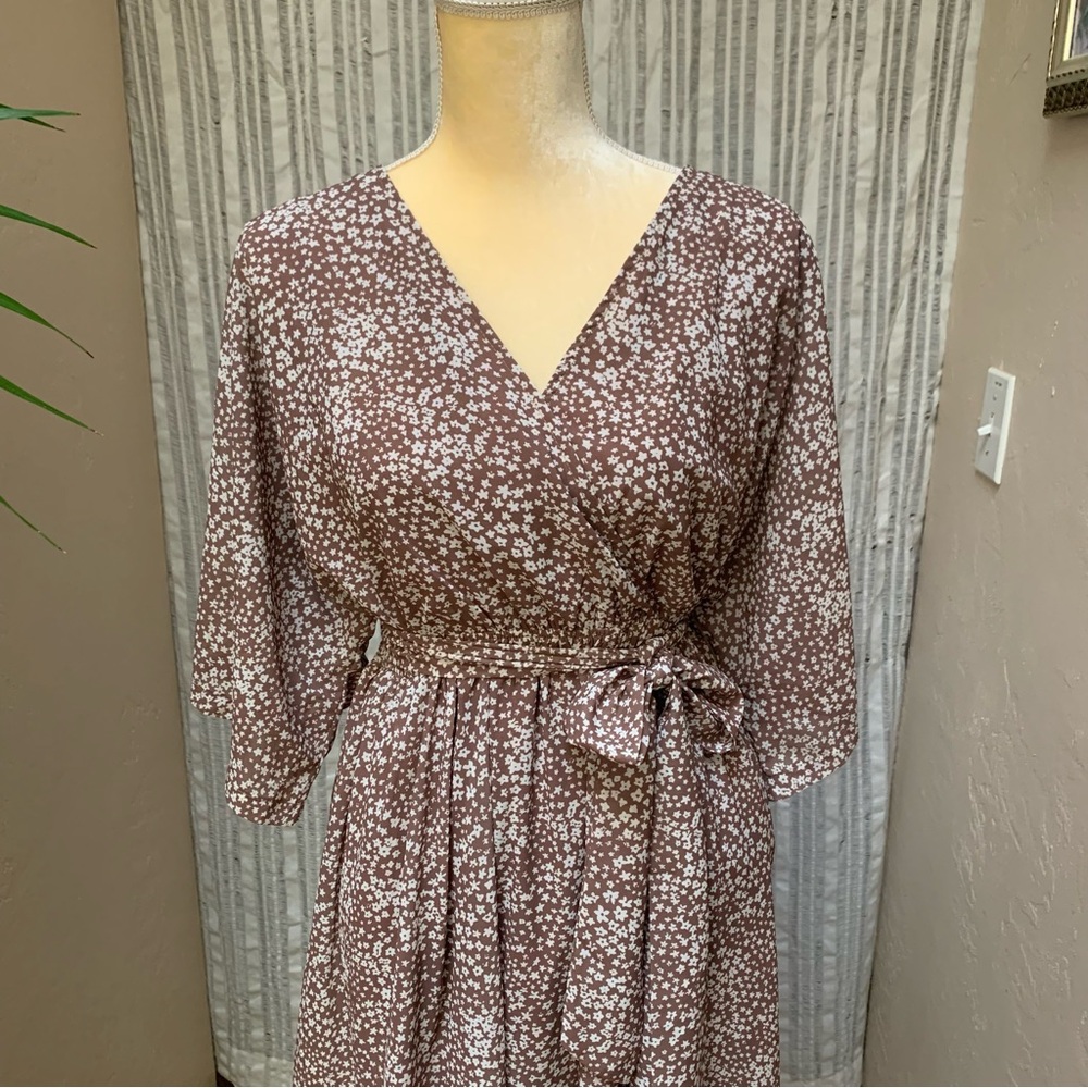 Delicate Floral maxi dress, faux wrap style.